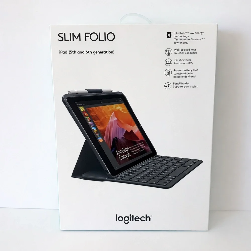 Logitech Slim Folio Keyboard Case for Apple iPad 5th & 6th Generation Bluetooth